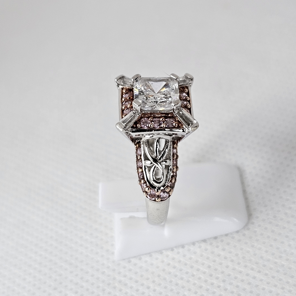 Beautiful Victoria Wieck Diamond & Pink Sapphire Simulant Sterling Silver Size 7 - Picture 5 of 10